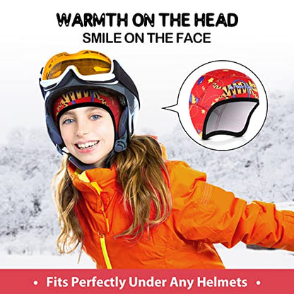 Hikenture Kids Skull Cap Helmet Liner Winter Hat for Boys and Girls Beanie Ski Hat with Thermal Fleece for Snow Sports… - color: Red7
