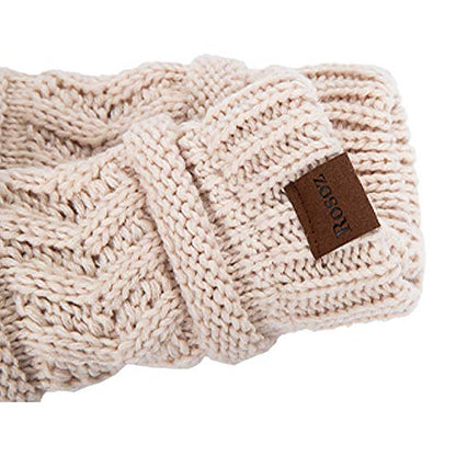 Rosoz 2 Pack Ponytail Beanie for Women,Winter Warm Beanie Tail Soft Stretch Cable Knit Messy High Bun Hat - color: 2pack-grey/Beige