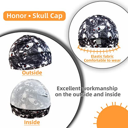 6 Pcs Skull Cap Sweat Wicking Helmet Liner Breathable Cycling Beanie Running Sports Hat Cooling Head Wraps for Men - color: Skull Pack