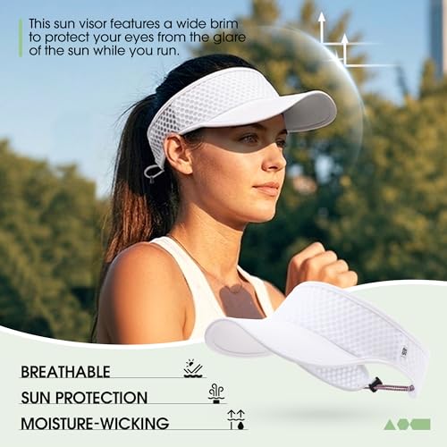 Breathable Mesh Sun Visor Lightweight Sport Hat for Men Women - color: White