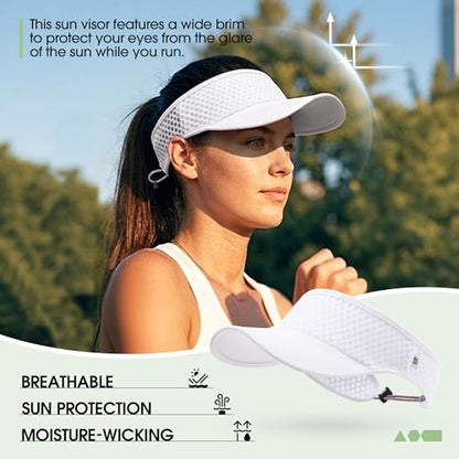 Breathable Mesh Sun Visor Lightweight Sport Hat for Men Women - color: White