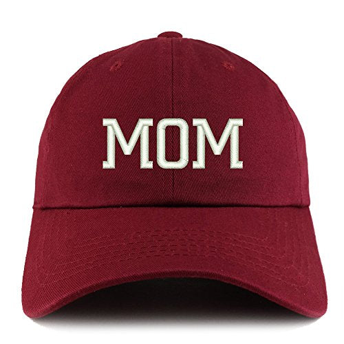Trendy Apparel Shop Mom Embroidered Low Profile Soft Cotton Dad Hat Cap - color: Wine