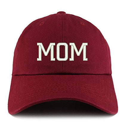 Trendy Apparel Shop Mom Embroidered Low Profile Soft Cotton Dad Hat Cap - color: Wine