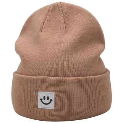 55cube Unisex Winter Beanie Hats Warm Thick Knit Cuffed Skullcaps - color: Apricot Crush