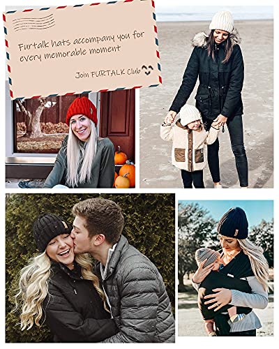 Fleece Lined Beanie Cable Knit Chunky Beanies Womens Snow Cap - color: Coffee