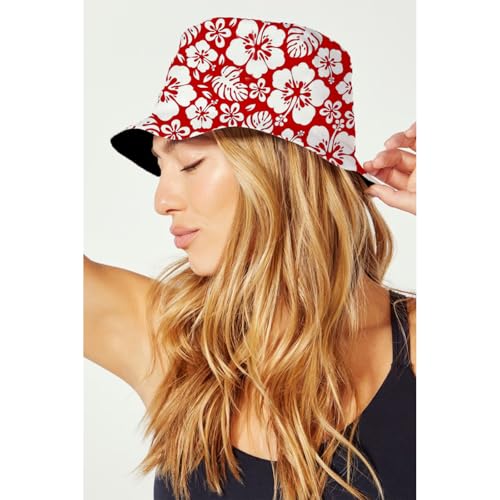 Bucket Hat for Men Women Funny Holiday Fishing Hat Cute Fisherman Cap - color: Hibiscus Flower