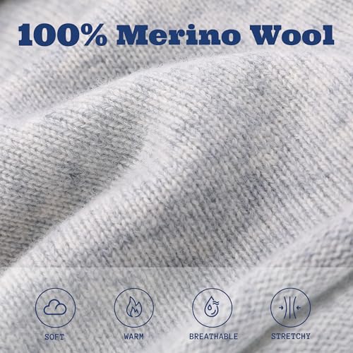 ACUSHLA 100% Merino Wool Slouchy Beanie for Women Men Winter Hat Skull Cap - color: Light Grey