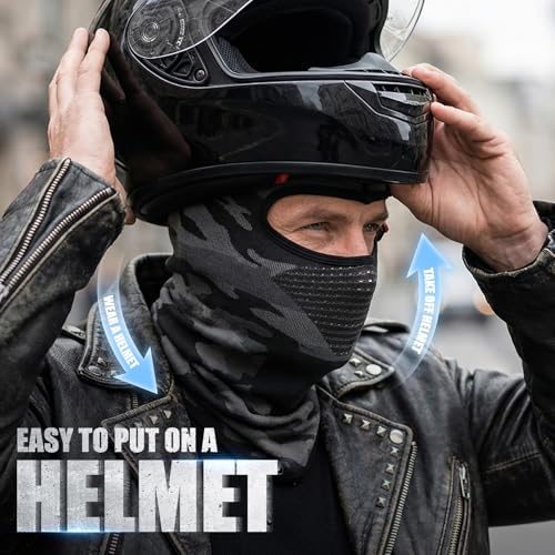 Camo Shiesty Balaclava Extra Long Neck, Motorcycle Ski Under Helmet mask - color: 1black/Orange