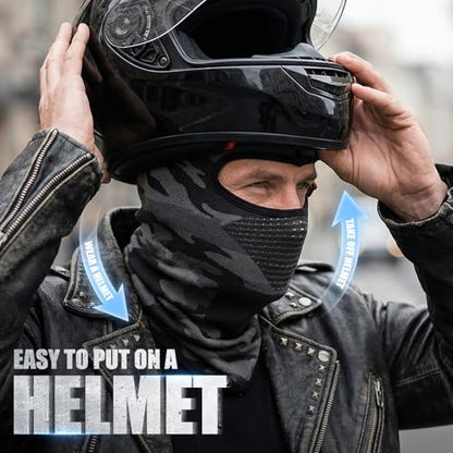 Camo Shiesty Balaclava Extra Long Neck, Motorcycle Ski Under Helmet mask - color: 1black/Orange