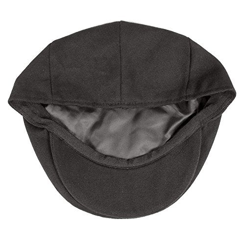 Lightweight Classic Cotton Ivy/Newsboy/Paperboy/Flat Cap Hat with Fixed Sizing and Satin Lining - color: Black, size: Small