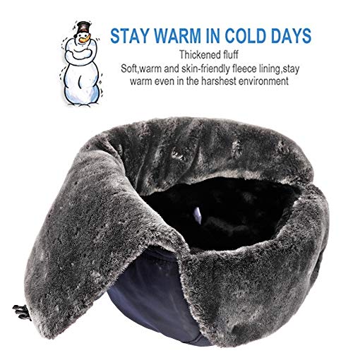 Winter Trapper Hats Ushanka Russian- Men Women Trooper Ear Flaps Hunting Face Masks Ski Snow Cold Weather - color: Navy Blue