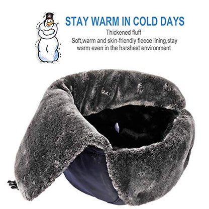 Winter Trapper Hats Ushanka Russian- Men Women Trooper Ear Flaps Hunting Face Masks Ski Snow Cold Weather - color: Navy Blue