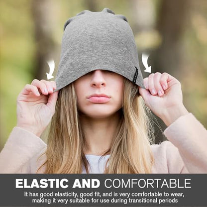 HAMUNI Slouchy Beanie for Women Men Soft Cotton Chemo Hats Double-Layer Warm Beanie Cap for Daily Wear & Transitional Seasons - color: Gray