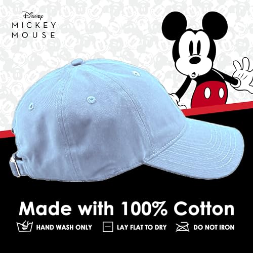 Disney Mickey Mouse Embroidered Cotton Adjustable Dad Hat with Curved Brim - color: Light Blue