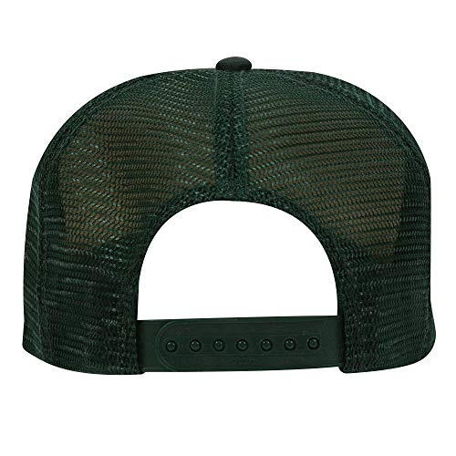 OTTO Polyester Foam Front 5 Panel High Crown Mesh Back Trucker Hat - color: Dk. Green