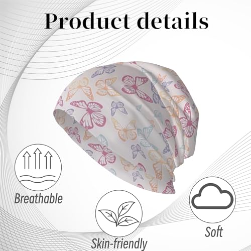 Unisex Stretch Knit Beanie Hat - color: Retro Butterfly