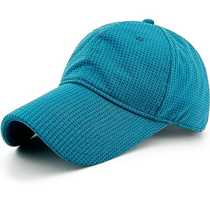Long Brim Golf/Running Hat Full Mesh Baseball Cap Breathable - color: Lake-blue, size: X-Large-XX-Large