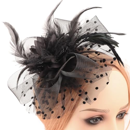 AQOKKA Women Fascinators Hats Flower Fascinators with Headband and Clip Tea Party Headwear for Women and Girls - color: Black a