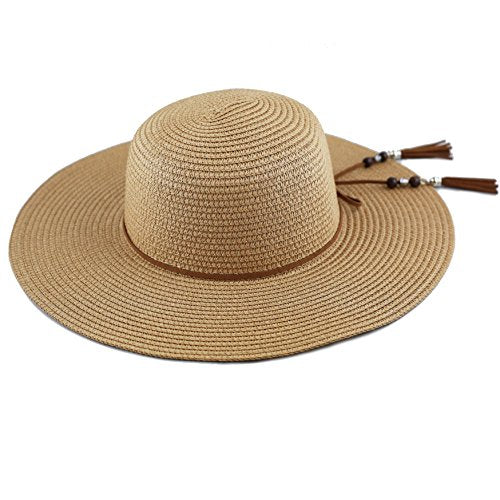 The Hat Depot Womens Floppy Summer Sun Beach Wide Brim Straw Hat - color: Fh3
