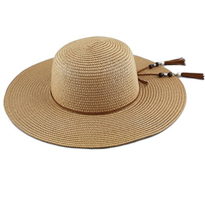 The Hat Depot Womens Floppy Summer Sun Beach Wide Brim Straw Hat - color: Fh3