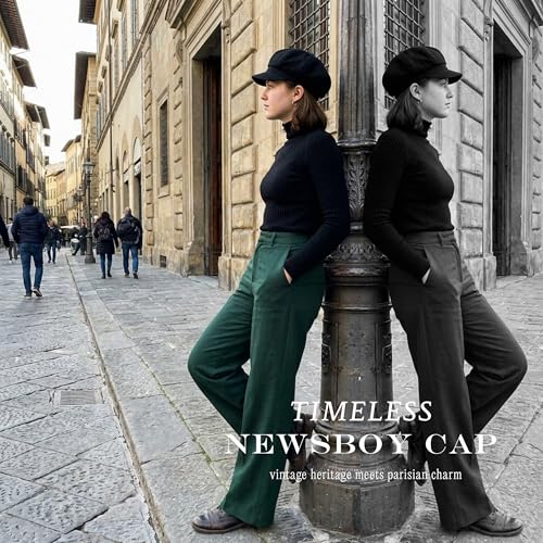 Funky Junque Women's Newsboy Cabbie Cap, Vintage Baker Boy Hat - color: Black