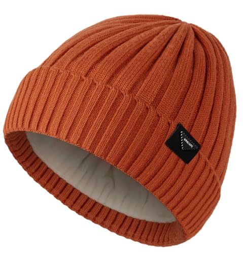 Wmcaps Winter Knitted Beanie for Men Women, Fleece Lined Warm Hat - color: Orange