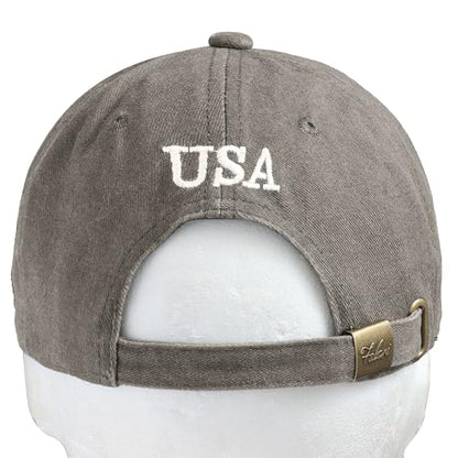 Falari USA Flag Embroidered Baseball Cap, Low Profile Adjustable Dad Hat, 100% Cotton, Pre-Washed - color: Gray