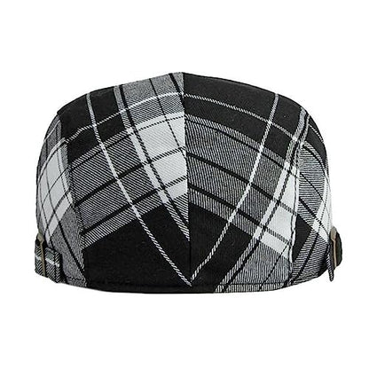2 Pack Mens Newsboy Flat Cap Plaid Ivy Gatsby Cabbie Driving Golf Hat Beret - color: 2 Pcs Set C