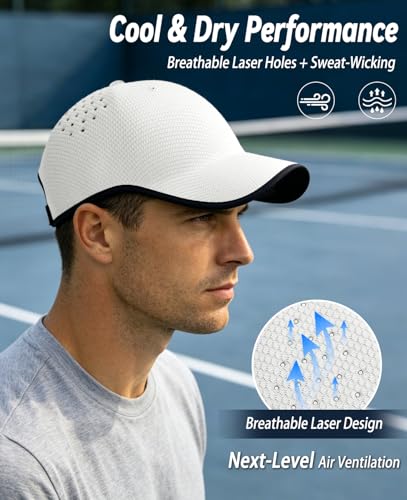 ZOORON Uncrushable Baseball Cap, Seamless Hats with Breathable Air Holes - color: White