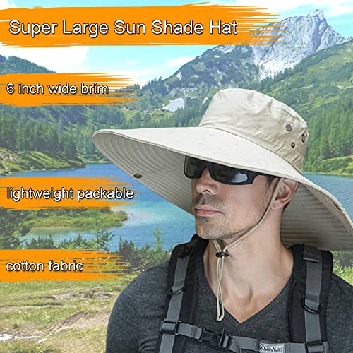 HUAMULAN Men Wide Brim Sun Hat Summer Outdoor Women Bucket Fishing Hats - color: A0-beige