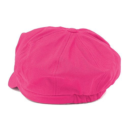 Women's Lightweight 100% Cotton Soft Fit Newsboy Cap with Elastic Back - color: Fuchsia