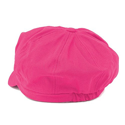 Women's Lightweight 100% Cotton Soft Fit Newsboy Cap with Elastic Back - color: Fuchsia