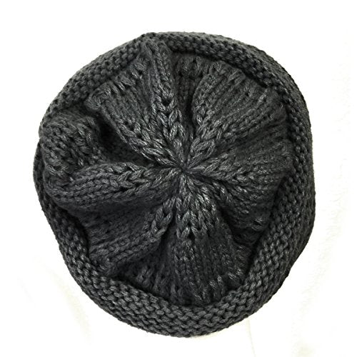 allydrew Winter Thick Knit Beanie Slouchy Beanie for Men & Women - color: Charcoal Grey