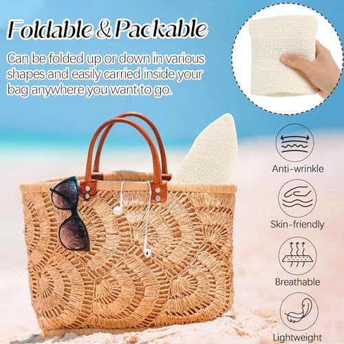 Babalet Summer Straw Beach Sun Hats for Women Packable Floppy Bucket Hat - color: White