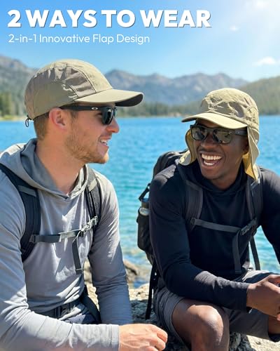 Mens Sun Hat with Breathable Mesh Sun Hats for Men Fishing Hat - color: Light Beige