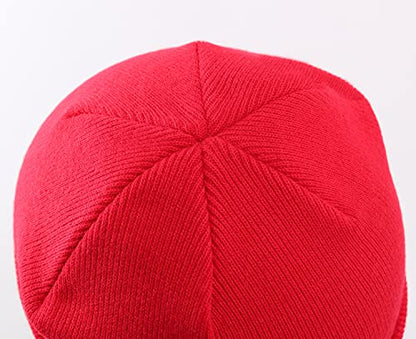 Home Prefer Mens Winter Hats Acrylic Knit Cuff Beanie Cap Warm Womens Beanie Hat - color: Red