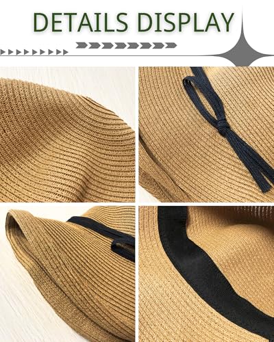 CORIRESHA Women's Vintage 1920s Audrey Hepburn Hat Bow Straw Cloche Beach Sun Cap - color: Beige