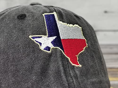 America State City Flag Hats - color: Texas Map Flag (Washed Black)