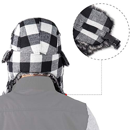 ONWAY Trapper Hat Winter Hats for Women Men with Faux Fur Ear Flaps - color: Black