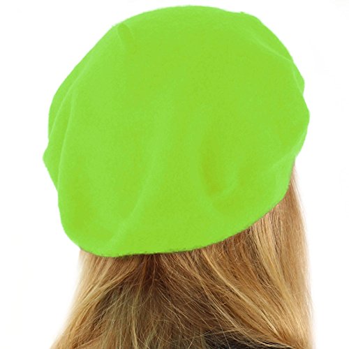 Classic Winter 100% Wool Warm French Art Basque Beret Tam Beanie Hat Cap - color: Lime