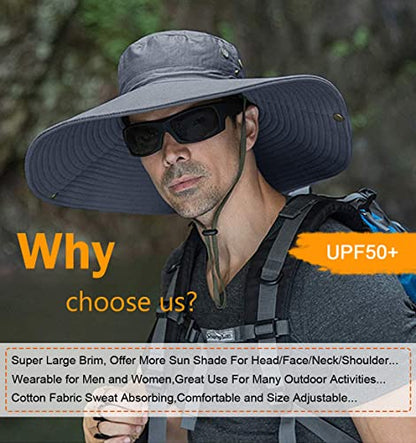 HUAMULAN Men Wide Brim Sun Hat Summer Outdoor Women Bucket Fishing Hats - color: A4-darkgray
