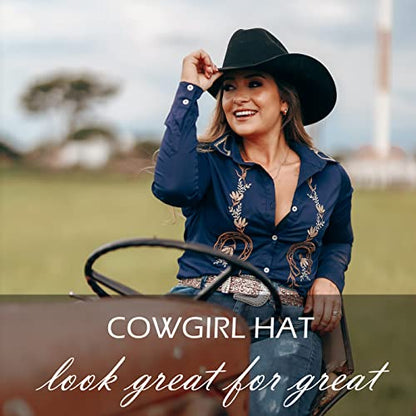 Western Cowboy Hat Felt Wide Brim Women Men Cowgirl Hats - color: Zh Group-black+coffee