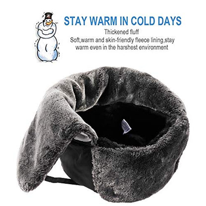 Winter Trapper Hats Ushanka Russian- Men Women Trooper Ear Flaps Hunting Face Masks Ski Snow Cold Weather - color: Black