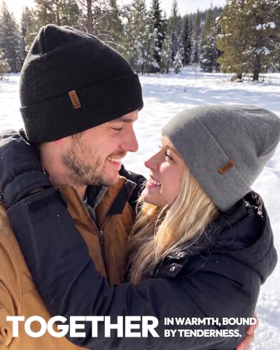 Beanie for Men Women, Winter Double Layer Warm Hat Skull Cap - color: Dark Grey+brown+black