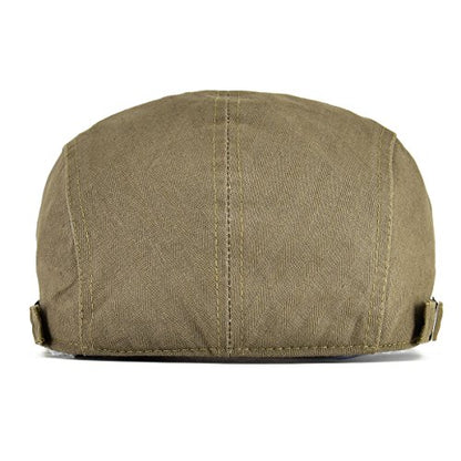 VOBOOM Men Cotton Adjustable Newsboy Beret Ivy Cap Cabbie Flat Hat - color: Dark Brown
