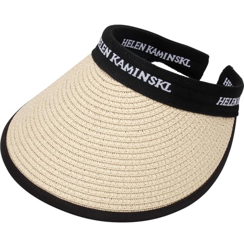 Women Straw Sun Visor Hat, Summer Wide Brim UV Protection Beach Cap Adjustable Sun Hat for Outdoor - color: Off-white