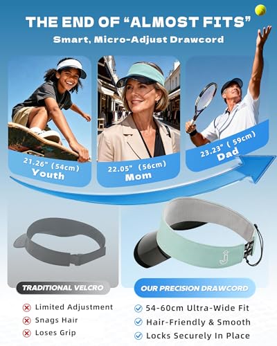 Transparent Sun Visor Hat for Women Men - UPF 50+ Clear Brim Adjustable Drawstring for Golf Tennis Pickleball - color: Mint Green