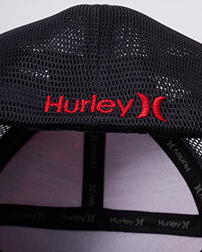 Hurley Men's Baseball Cap - Mission Curved Brim Fitted Trucker Hat - color: Red, size: Large-X-Large