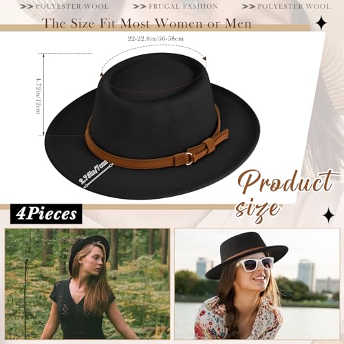 Hercicy Wool Fedora Hat for Women - color: Black, Wine, Dark Blue, Dark Green