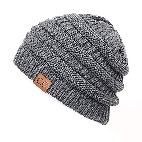 C.C Trendy Warm Chunky Soft Stretch Cable Knit Beanie Skully - color: Charcoal